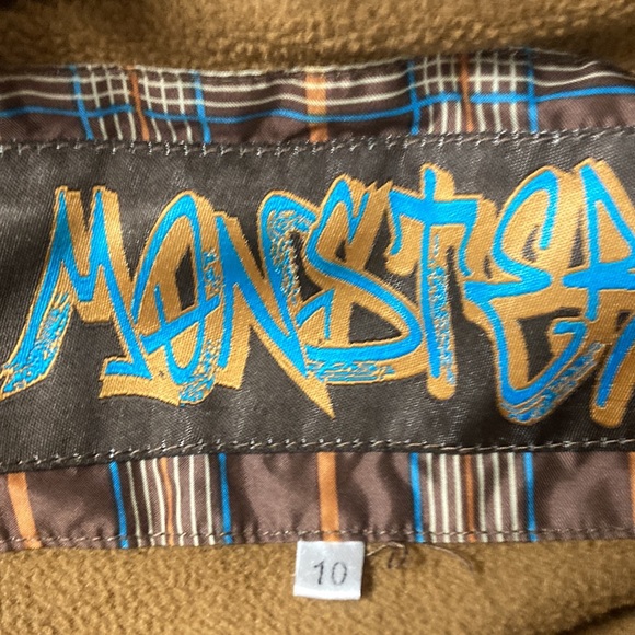 Monster brown with blue and cream lines winter jacket - Picture 3 of 4
